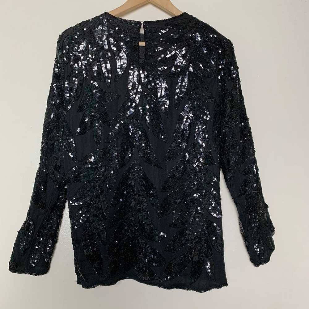 Vintage Silk Beaded Holiday Top - image 5