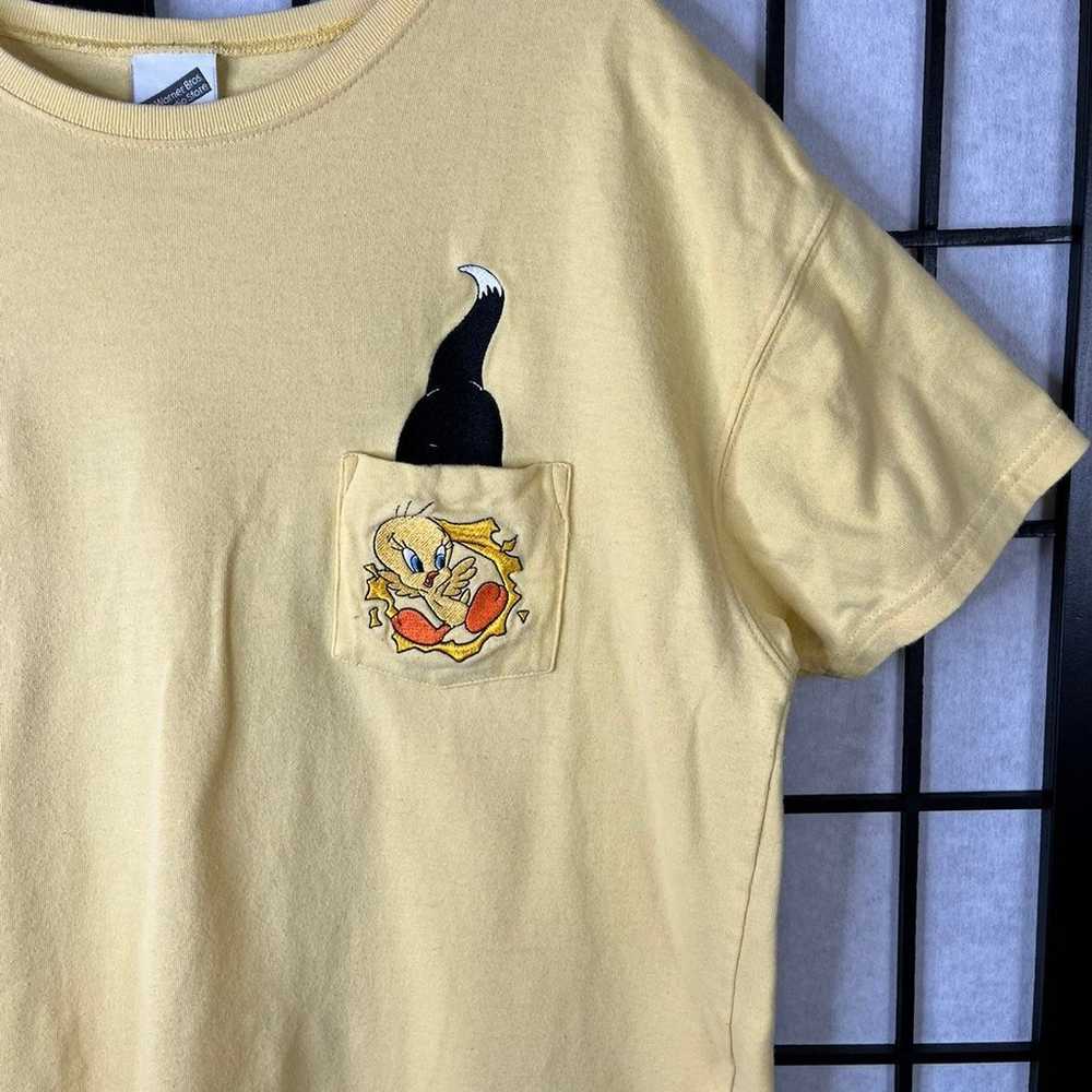 Vintage 1990's Looney Tunes Embroidered Tweety Sy… - image 4