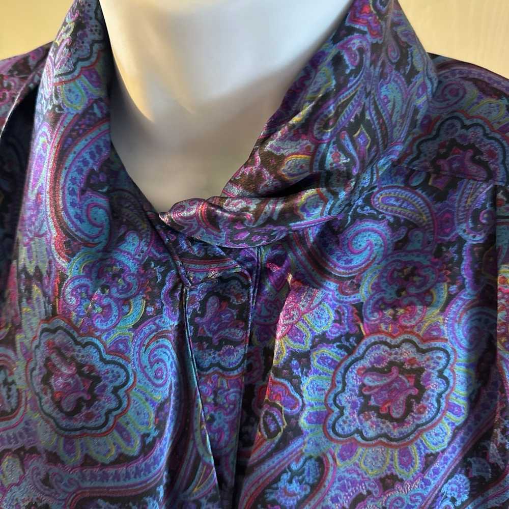 Vintage blouse gallant 100%silk size 8 color purp… - image 3