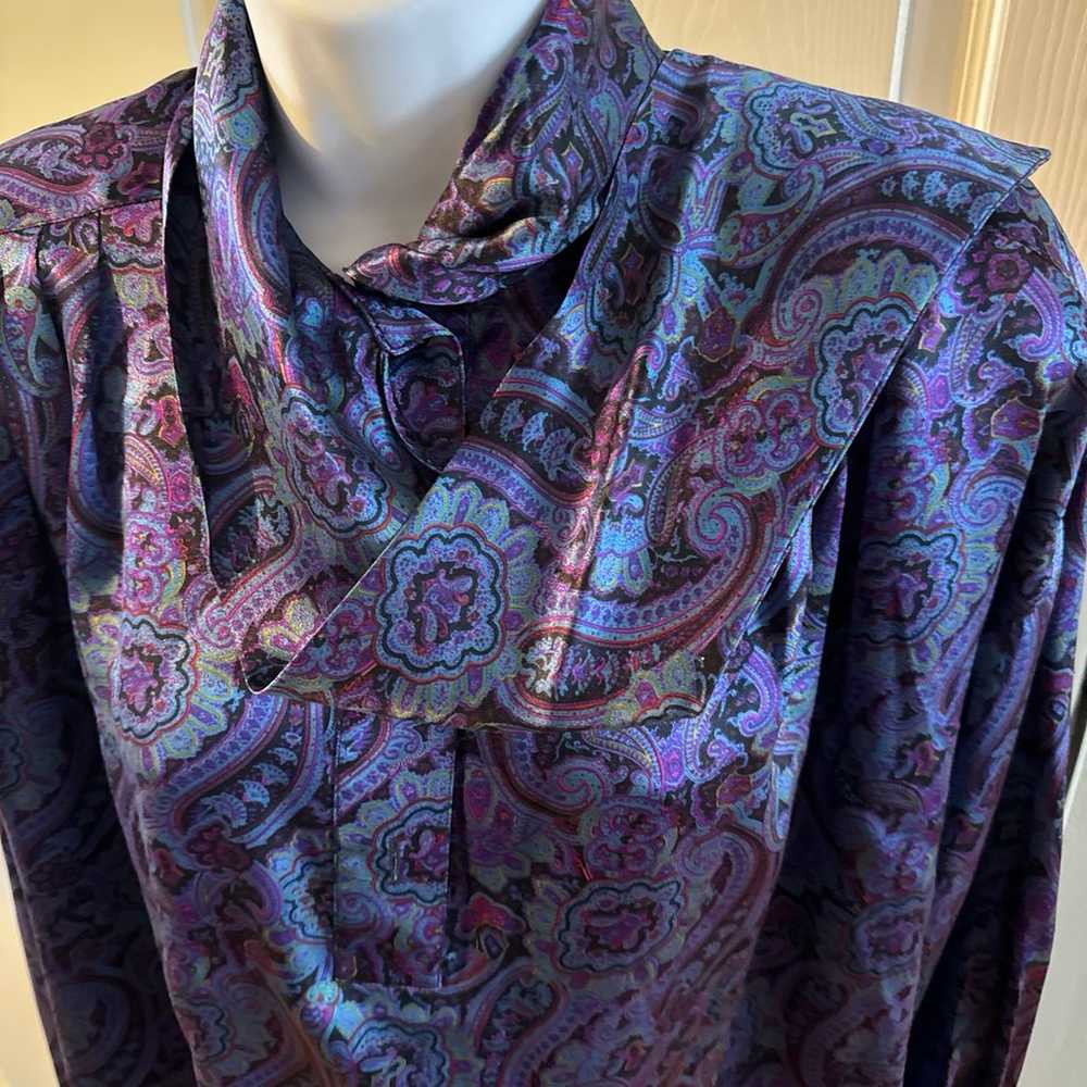 Vintage blouse gallant 100%silk size 8 color purp… - image 4