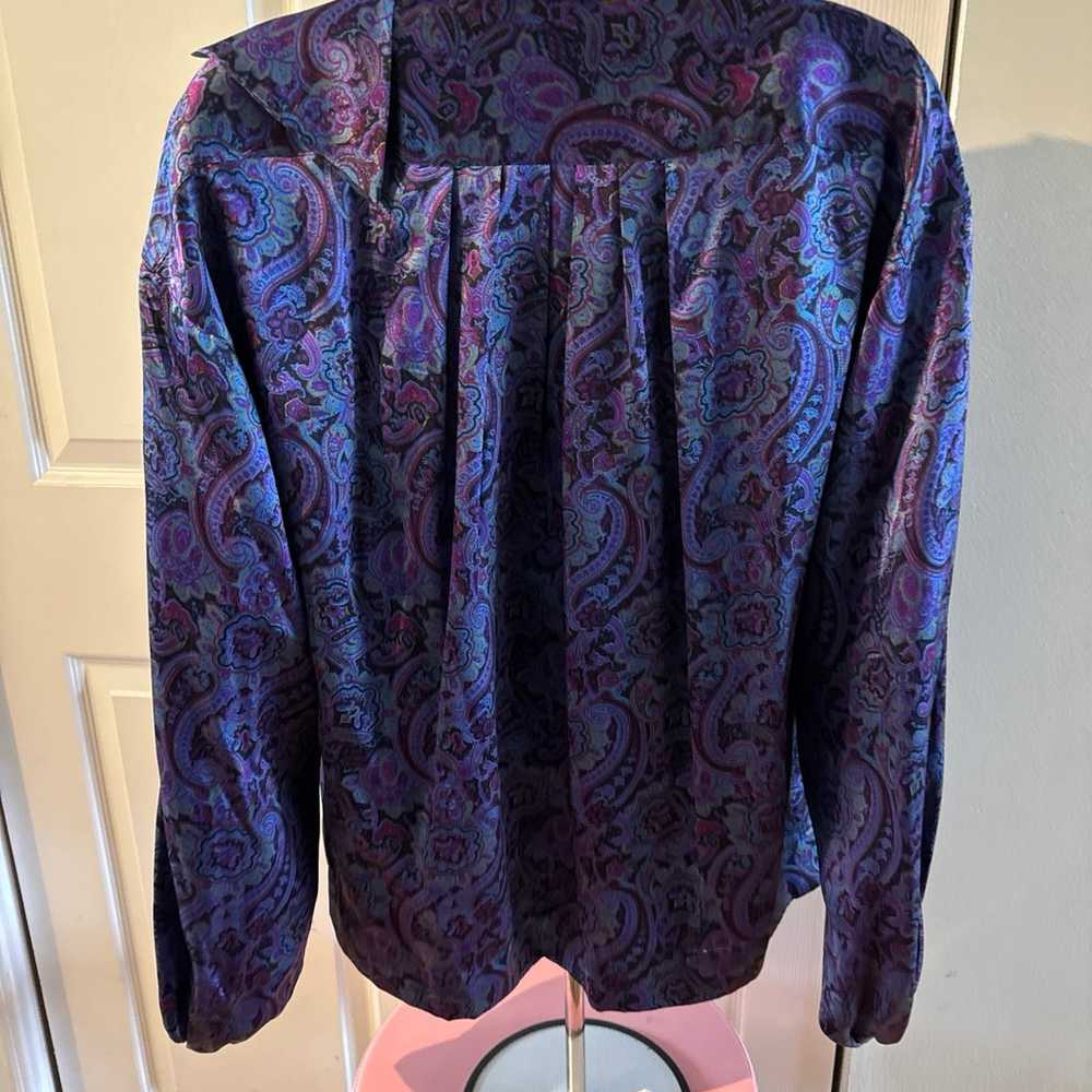 Vintage blouse gallant 100%silk size 8 color purp… - image 5