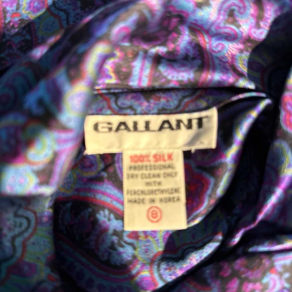 Vintage blouse gallant 100%silk size 8 color purp… - image 6