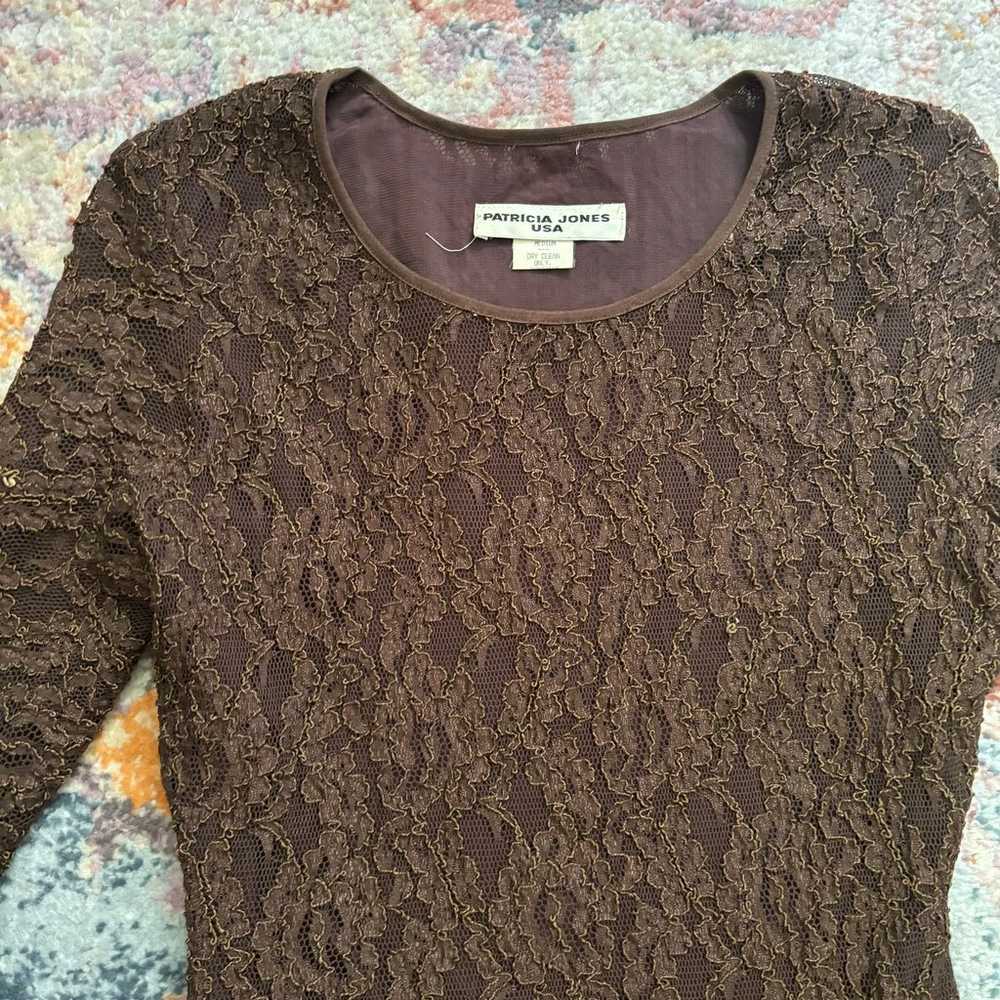 Vintage 80s / 90s brown lace bodysuit - image 2