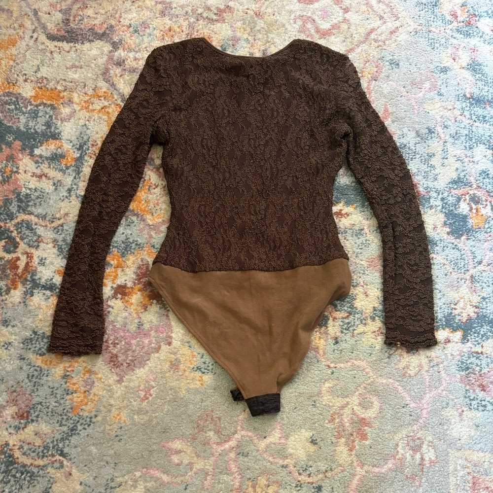 Vintage 80s / 90s brown lace bodysuit - image 5