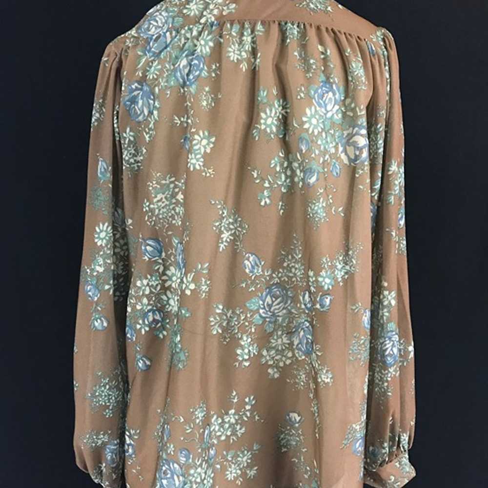 70s/80s Long Sleeve Sheer Floral Button Down Blou… - image 6