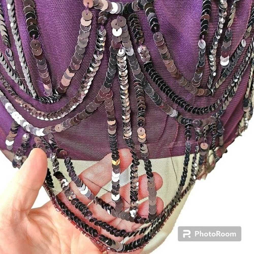 Cache Vintage Retro Purple Sequined Blouse in Med… - image 4