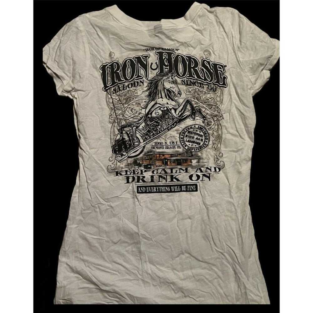 Iron Horse Saloon White Short Sleeve Shirt M Bike… - image 1