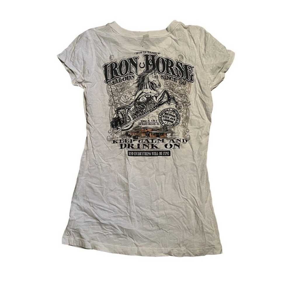 Iron Horse Saloon White Short Sleeve Shirt M Bike… - image 3