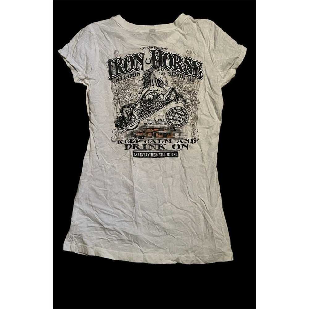 Iron Horse Saloon White Short Sleeve Shirt M Bike… - image 4