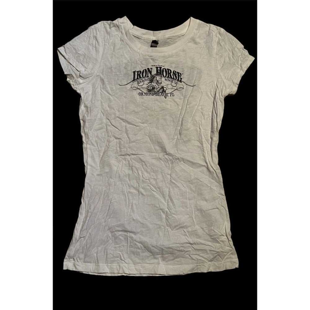 Iron Horse Saloon White Short Sleeve Shirt M Bike… - image 5