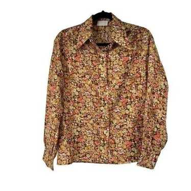 Vintage White Stag Yellow Pink Floral Button Up B… - image 1