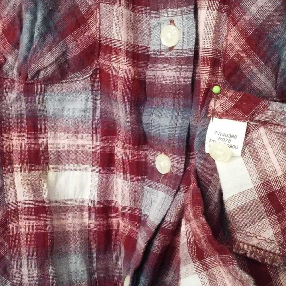 Lucky Brand Plaid Western Blouse Sz-M - image 6