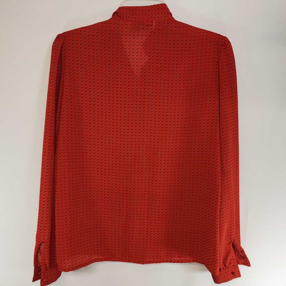 Vintage 80's Chaus Red Button Up Pleated Blouse S… - image 2