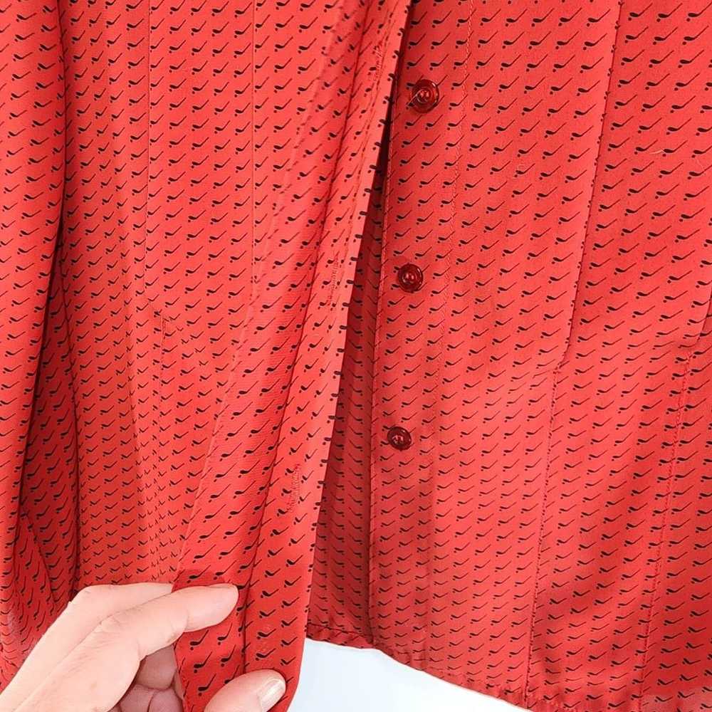 Vintage 80's Chaus Red Button Up Pleated Blouse S… - image 4