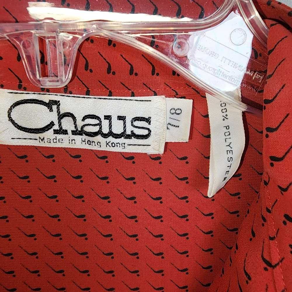 Vintage 80's Chaus Red Button Up Pleated Blouse S… - image 7