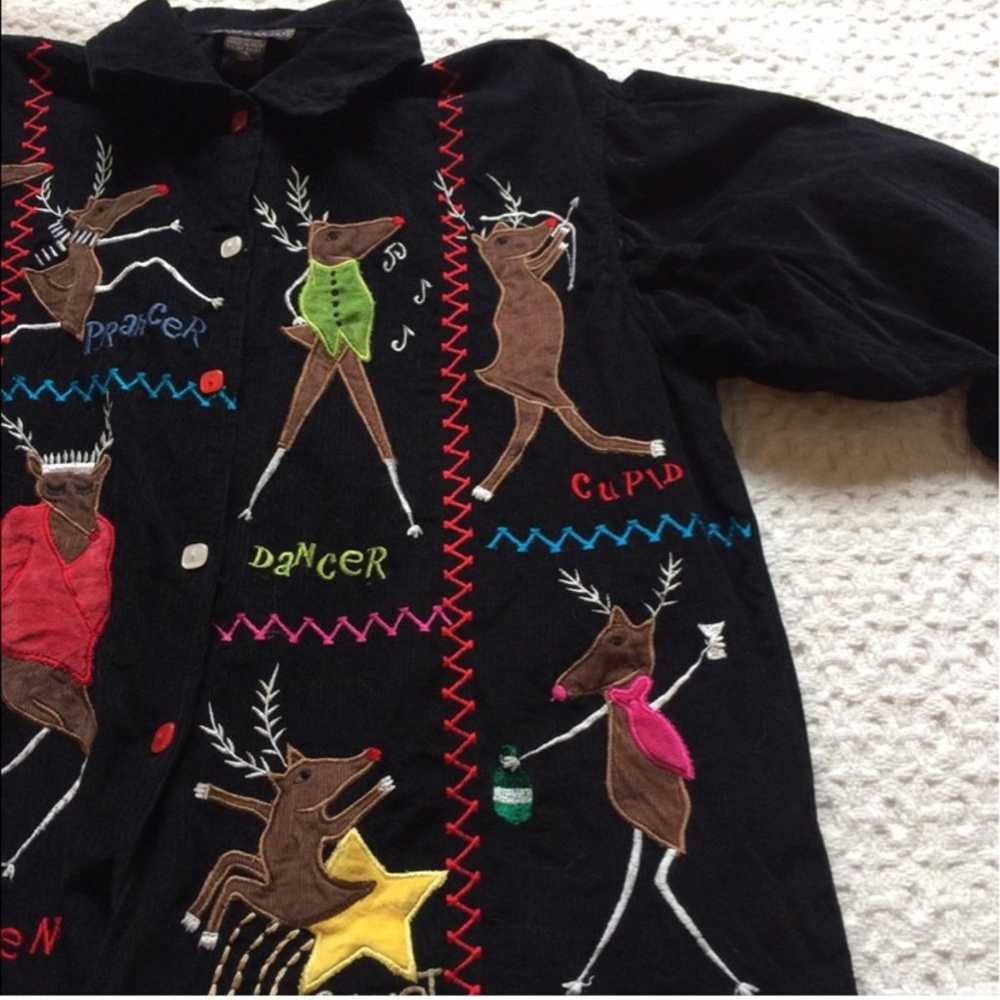 Vintage Reindeer Christmas Holiday Blouse - image 6