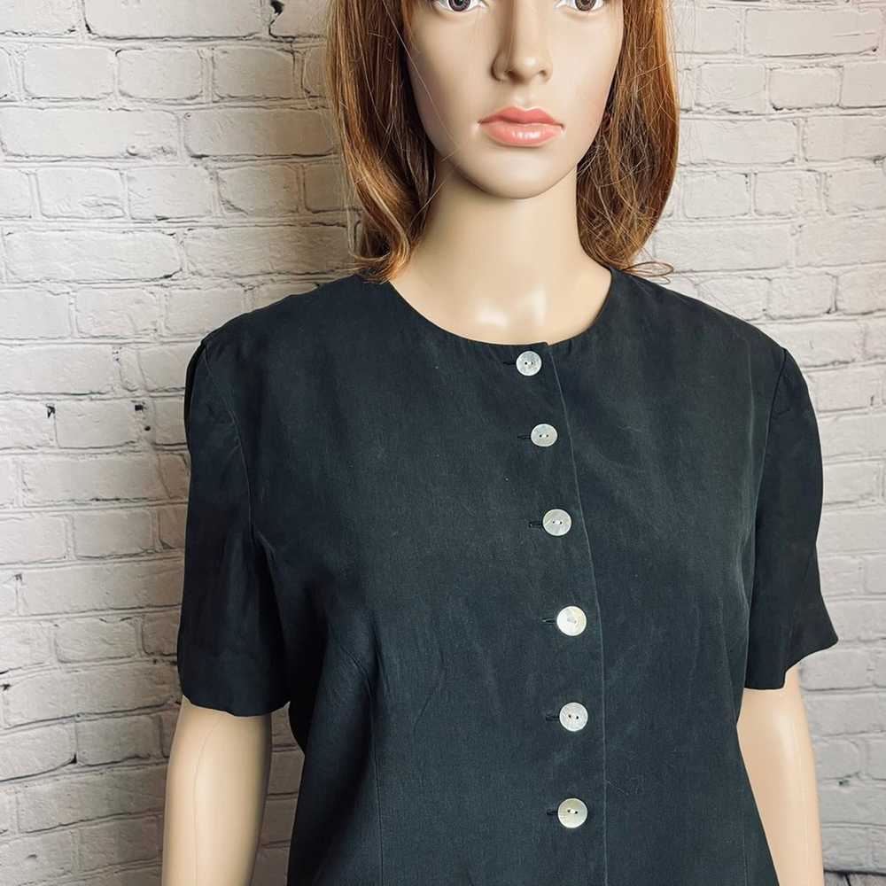 Vintage Spenser Jeremy Black Silk Short Sleeve Ja… - image 3