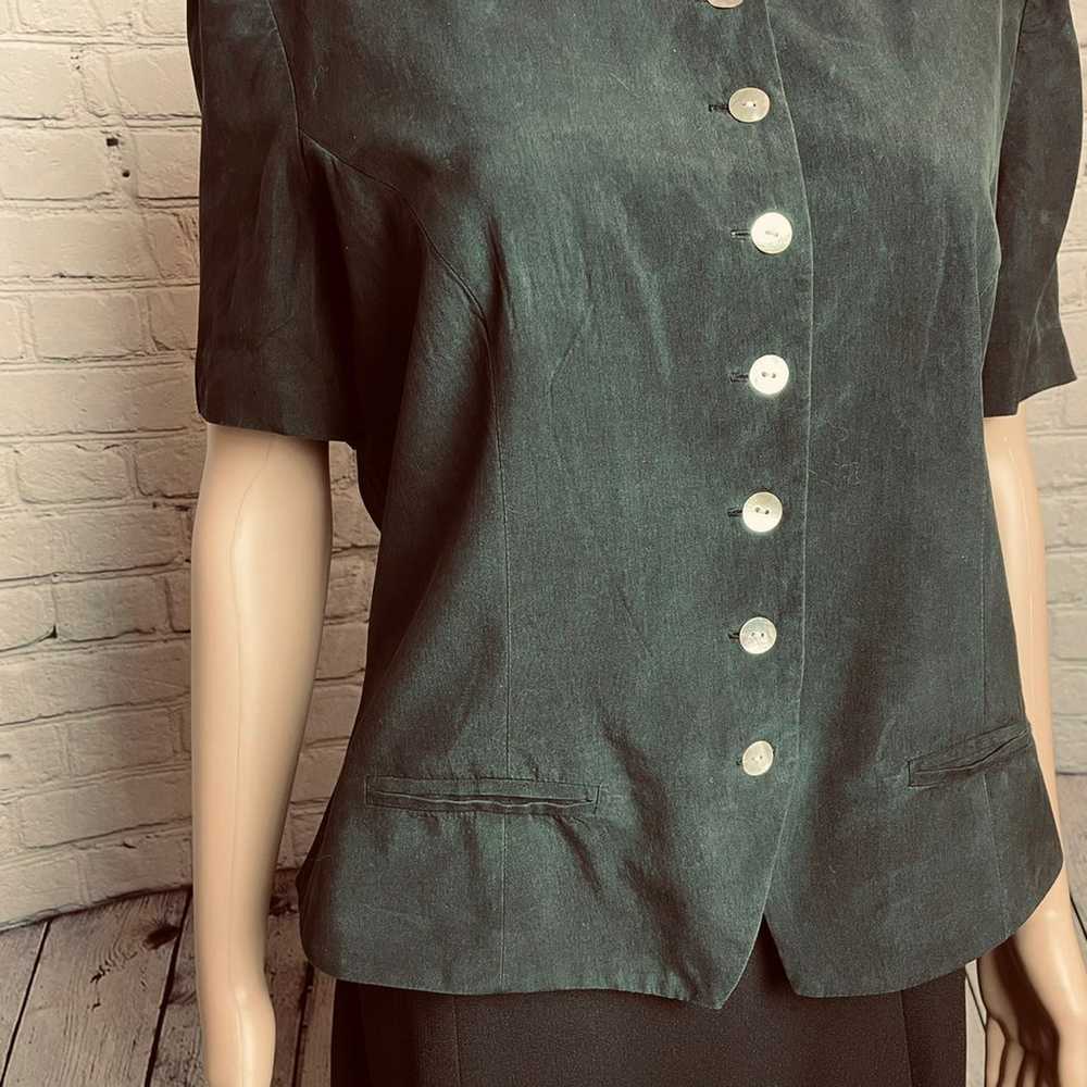 Vintage Spenser Jeremy Black Silk Short Sleeve Ja… - image 6