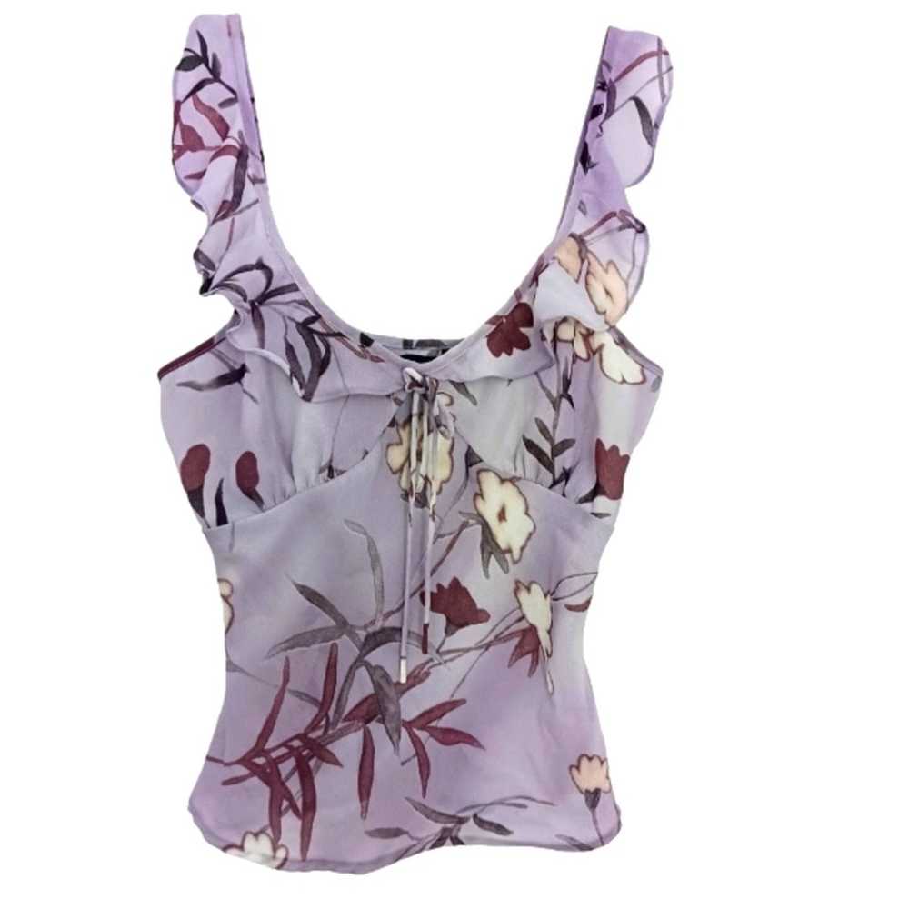 VNT Summer Top Sz M Ruffled Bamboo Floral Pastel … - image 2