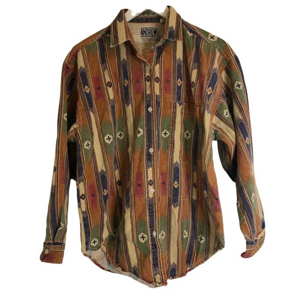 Vintage Andrew Sports button shirt aztec - image 1