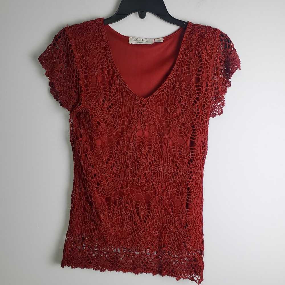 Vintage Red Crochet Blouse - Size Medium - image 1