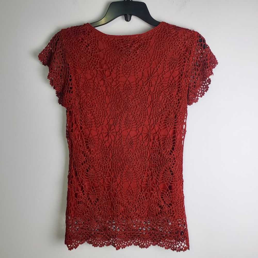 Vintage Red Crochet Blouse - Size Medium - image 2