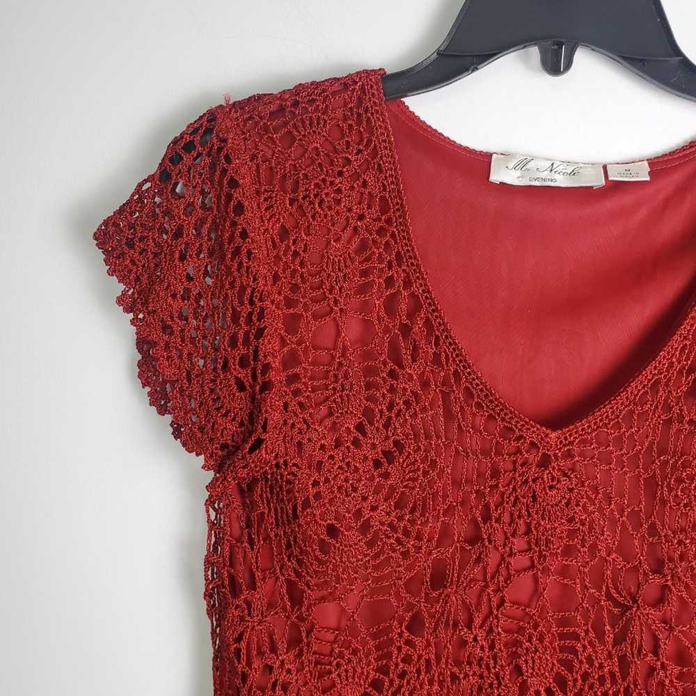 Vintage Red Crochet Blouse - Size Medium - image 3