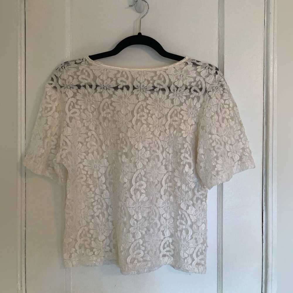 Vintage White Lace Semi Sheer Blouse - image 2