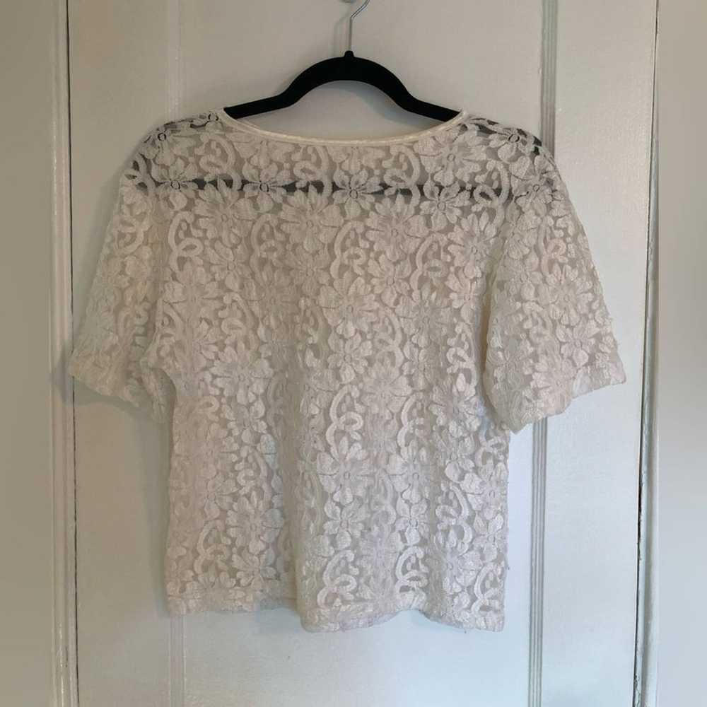 Vintage White Lace Semi Sheer Blouse - image 3