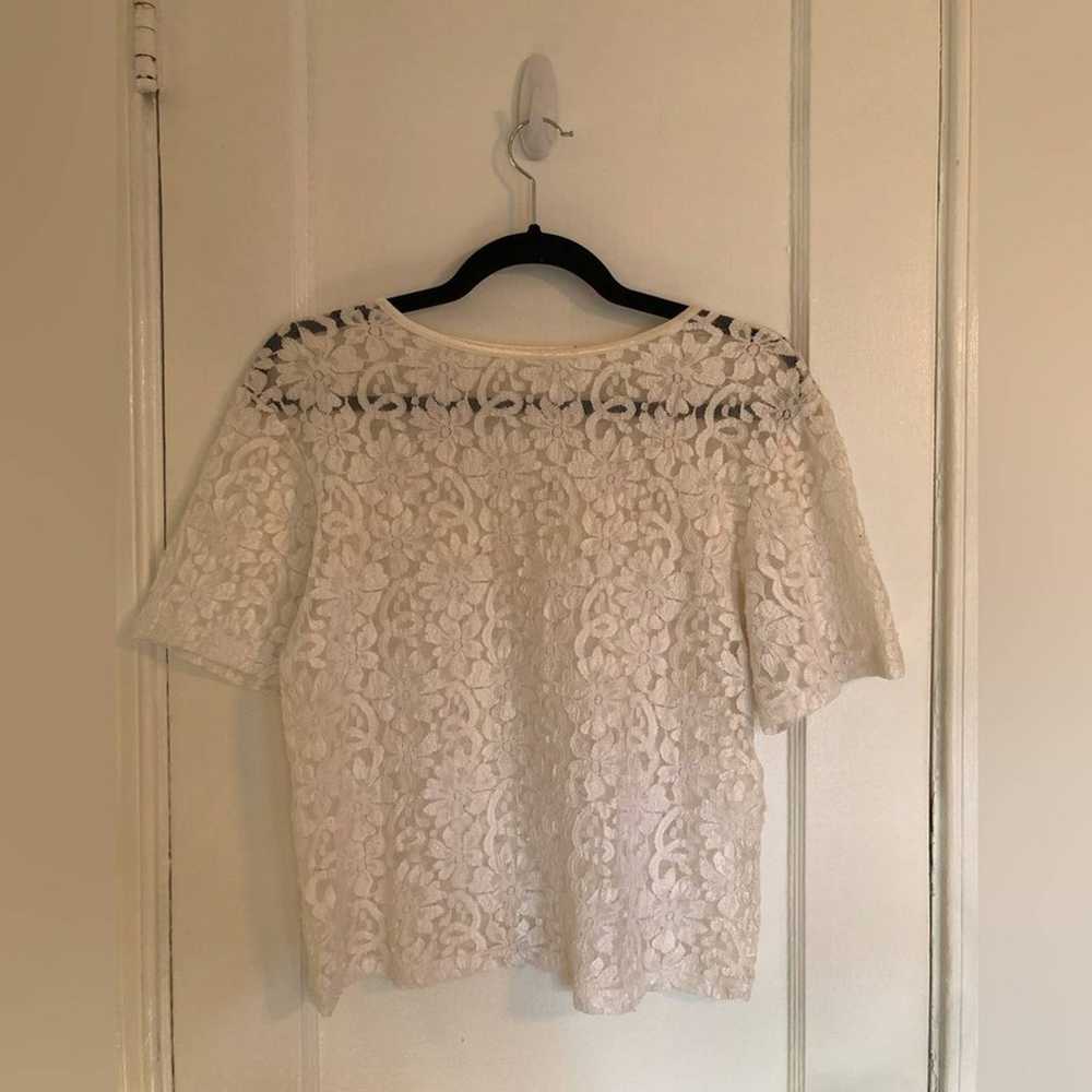 Vintage White Lace Semi Sheer Blouse - image 4