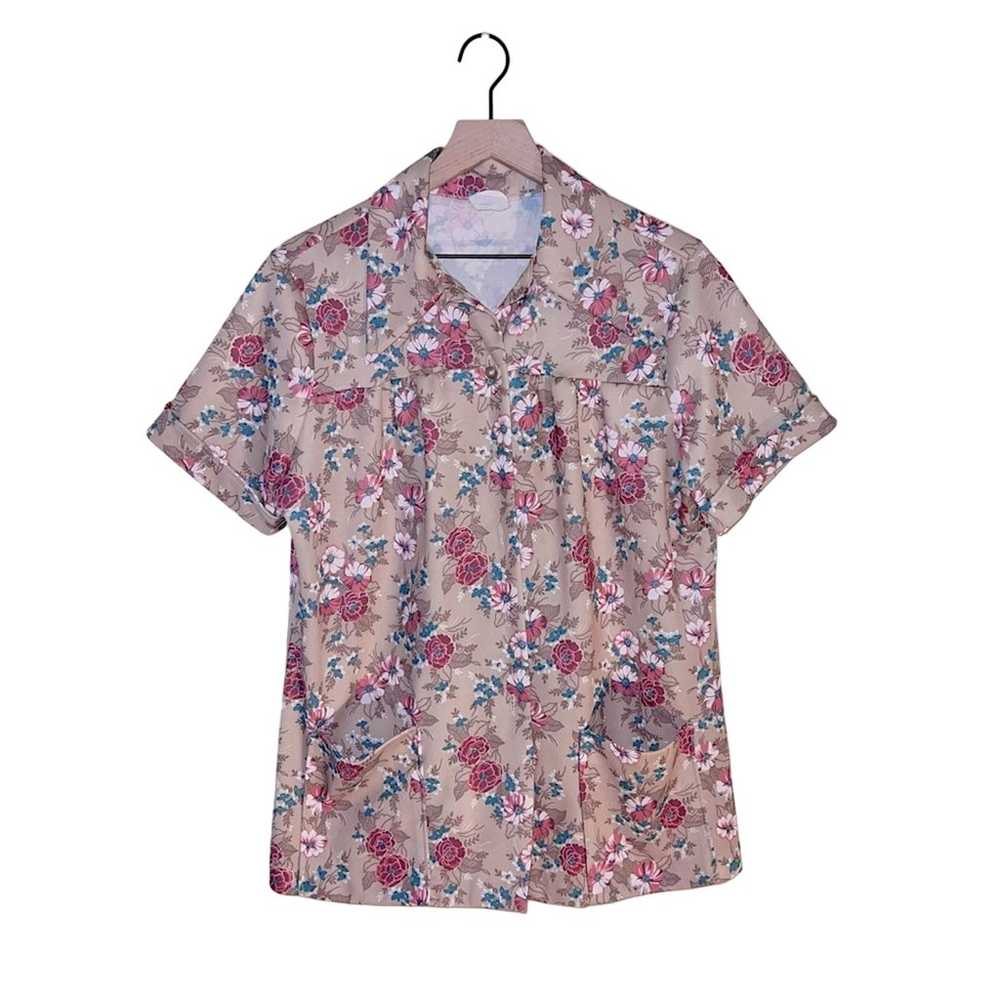 VNTG LAND AND SEA floral polyester button down 40 - image 1