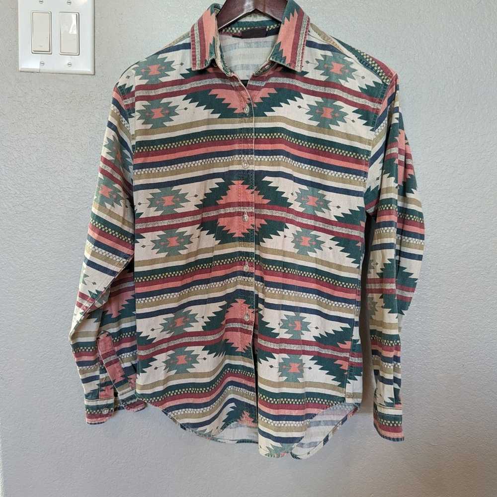 Vintage 1990’s Woolrich Aztec Print Flannel Shirt - image 1