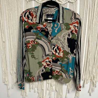 Vintage Carole Little Tropical deals Rayon Button Front