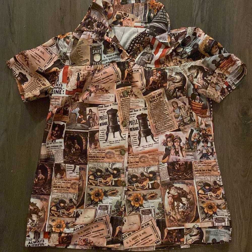 American Vintage 1970’s Newspaper Print blouse - image 1