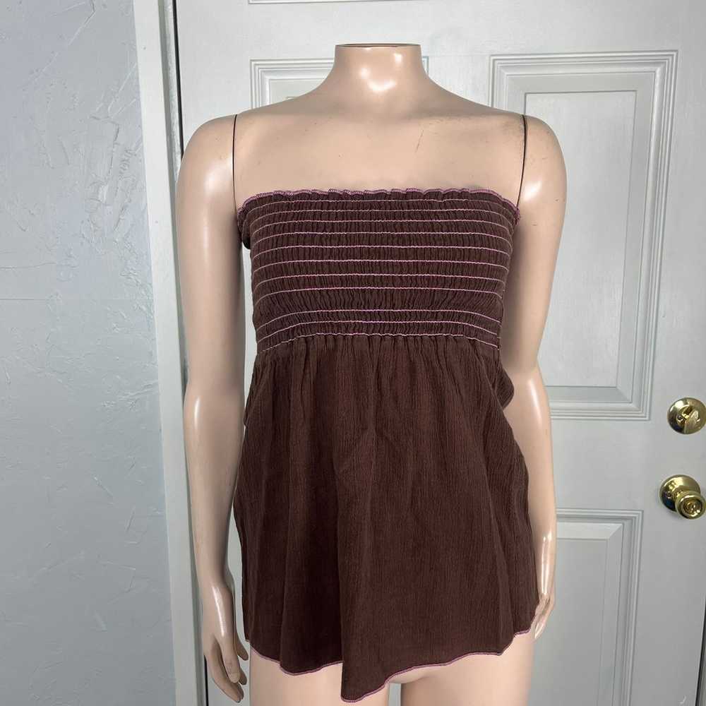 Vintage Y2K Women's top Smocked Strapless Club 9 … - image 1