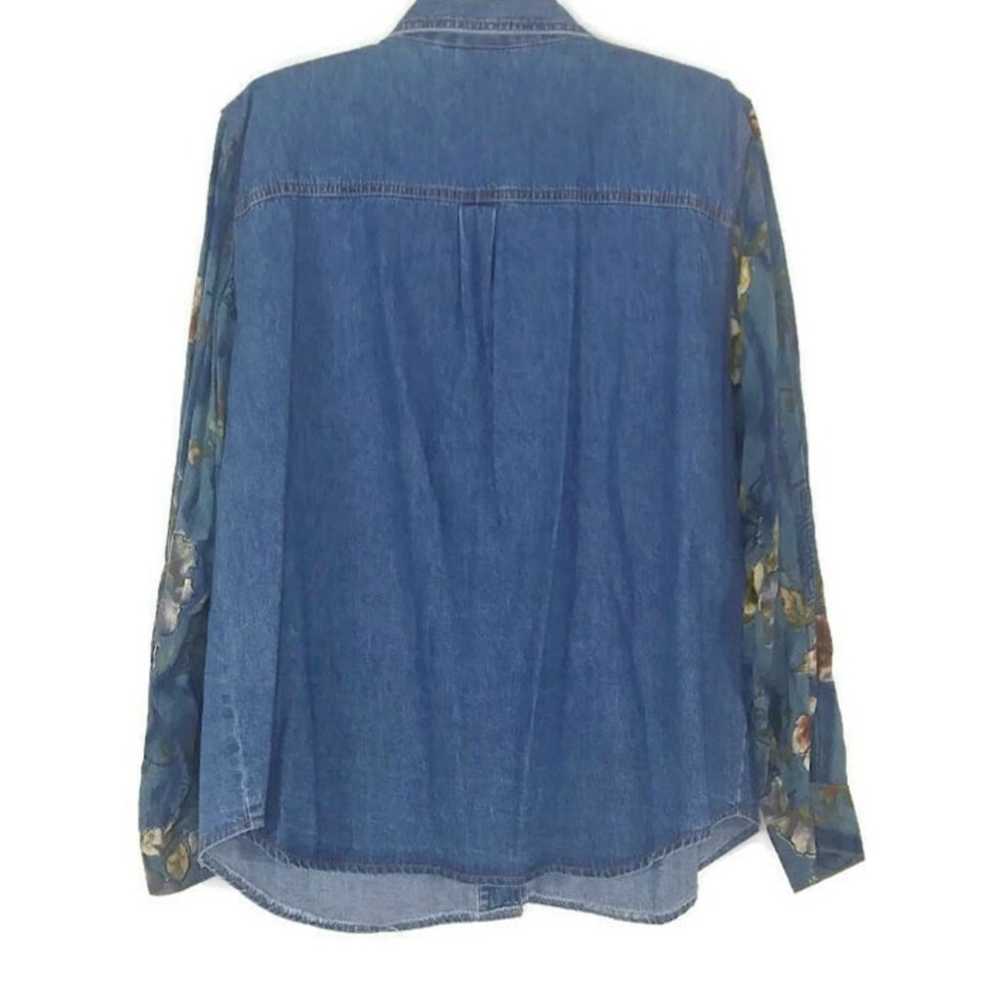 1970's Floral Fringed Beaded Denim Shirt - image 4