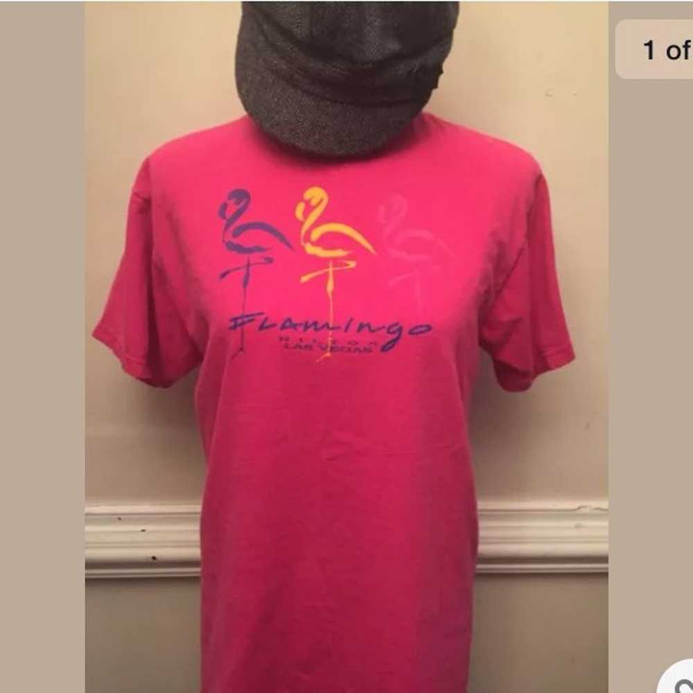 Pink Flamingo Hilton tshirt top Las Vegas Casino … - image 2