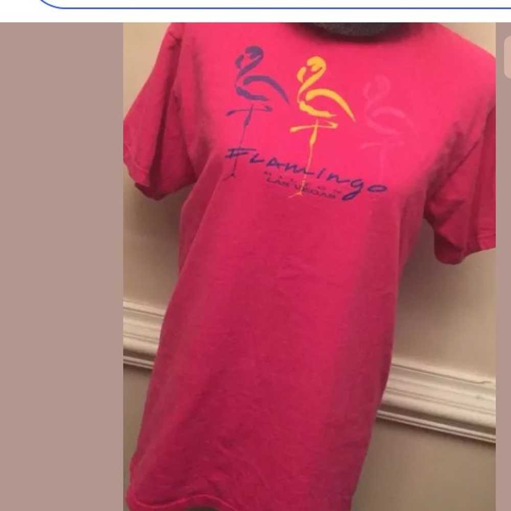 Pink Flamingo Hilton tshirt top Las Vegas Casino … - image 3