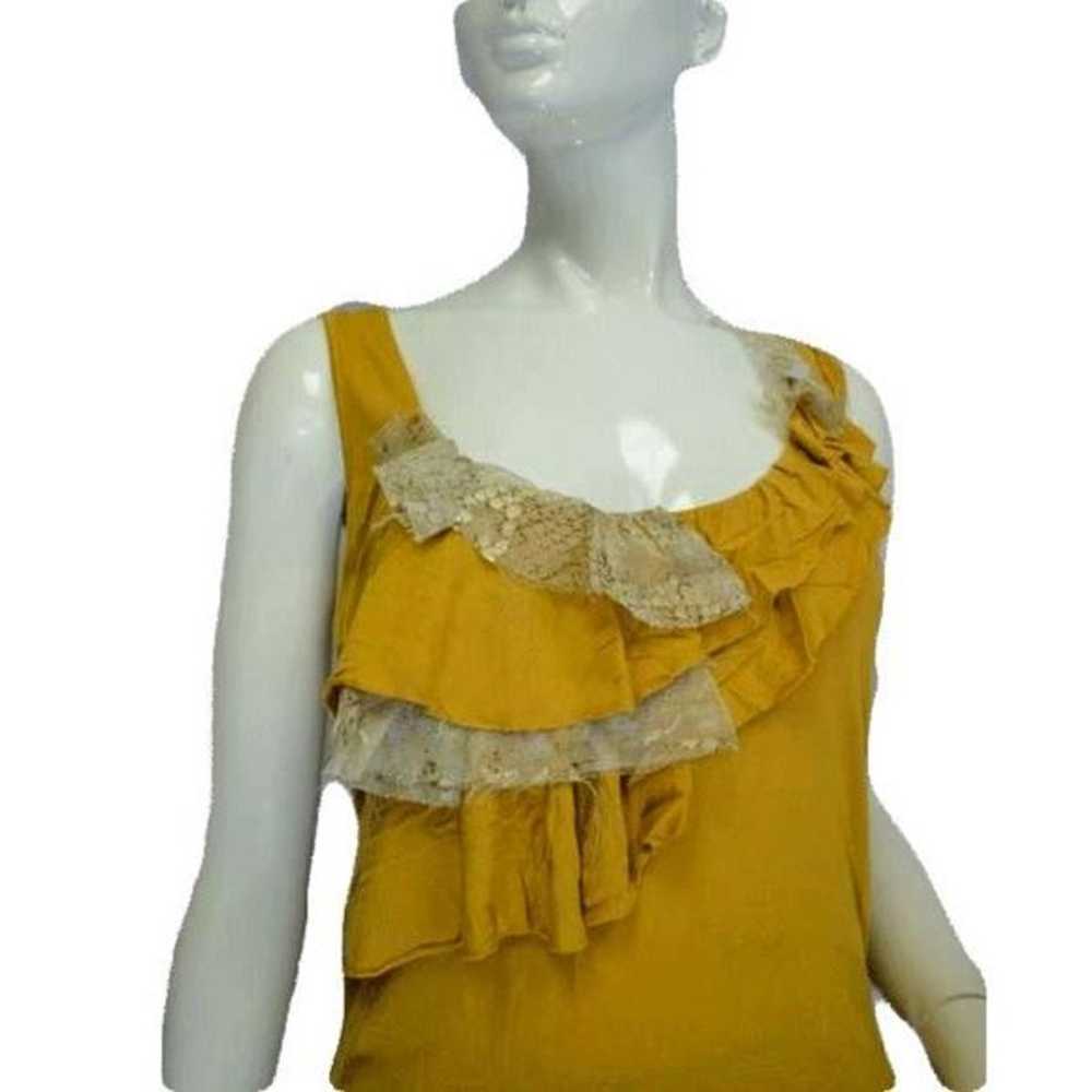 Yellow Tank Top Ruffle Size Medium - image 2