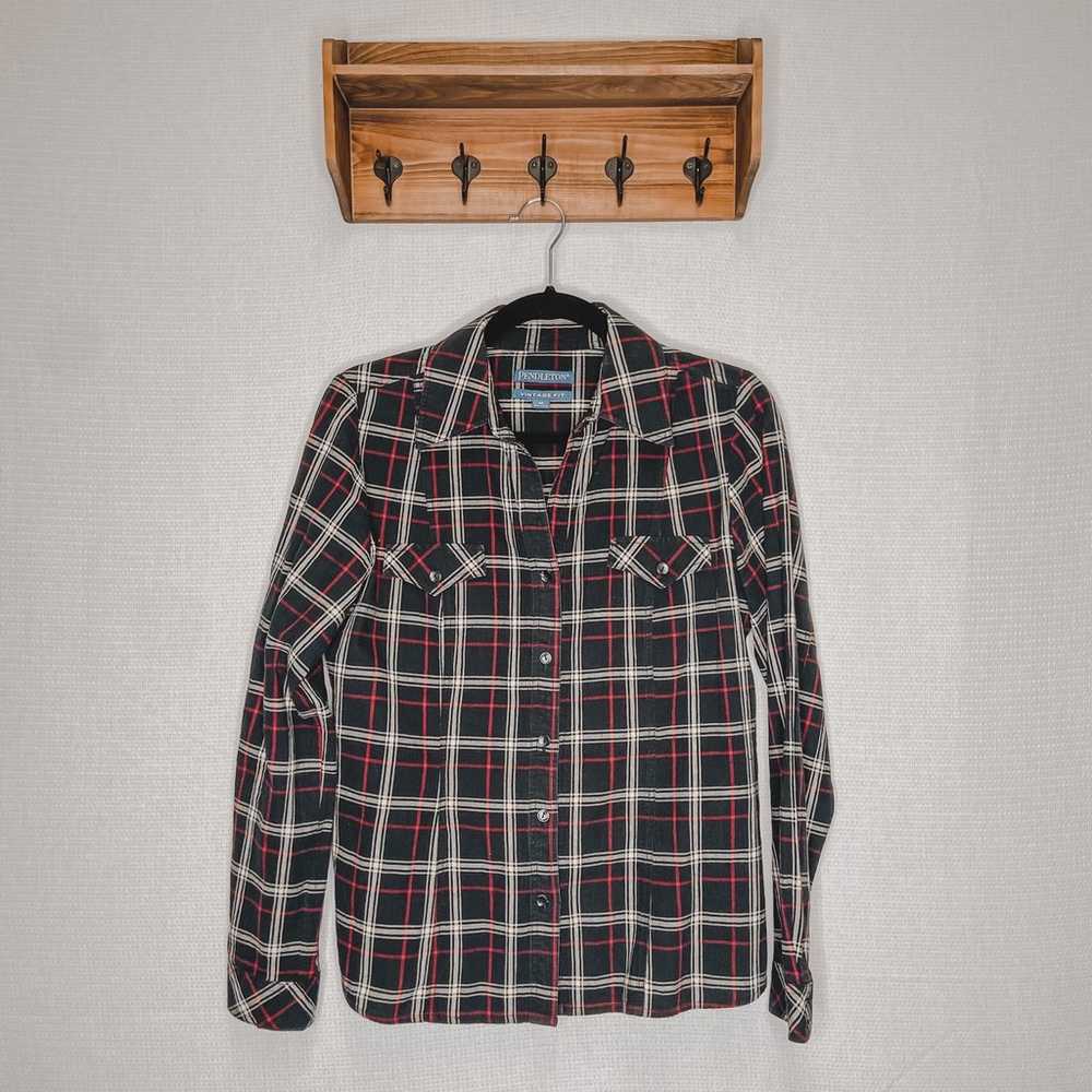 Pendleton | Black Plaid Button Up Top Medium - image 1