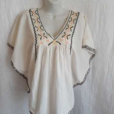 Women's vintage Havana White Embroidered Peasant … - image 1