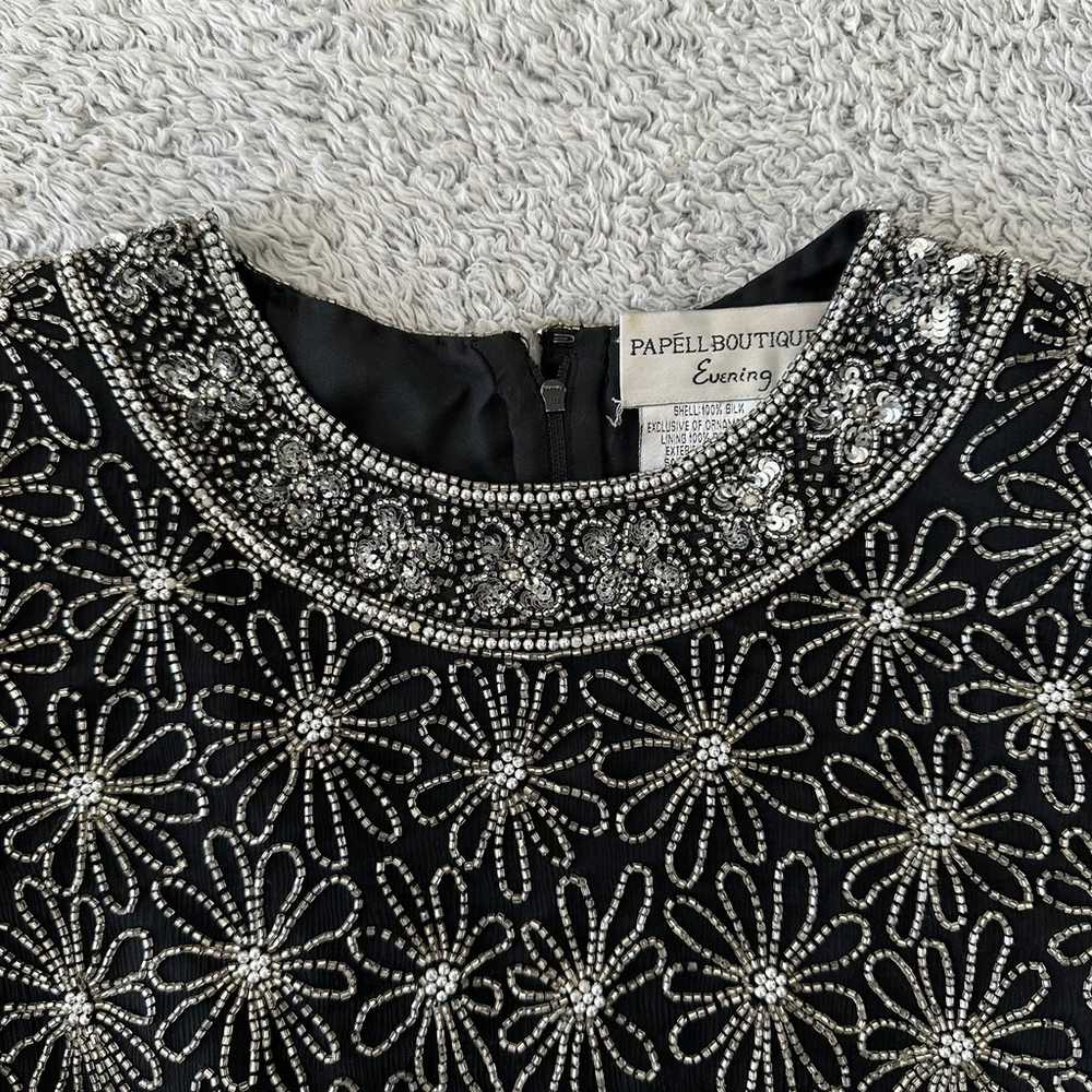 Papell  Boutique Evening Black Silk Beaded Top - image 7