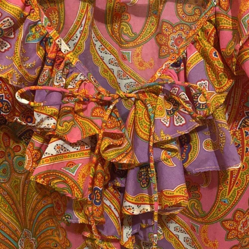 VTG Lauren Ralph Lauren Orange Multicolored Ruffl… - image 10