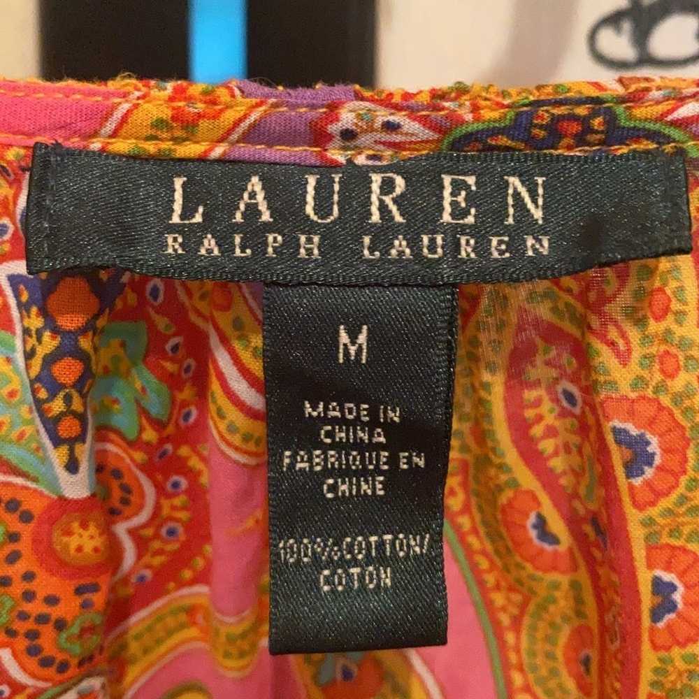 VTG Lauren Ralph Lauren Orange Multicolored Ruffl… - image 5