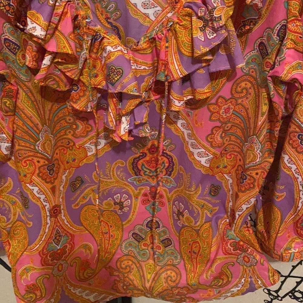 VTG Lauren Ralph Lauren Orange Multicolored Ruffl… - image 9