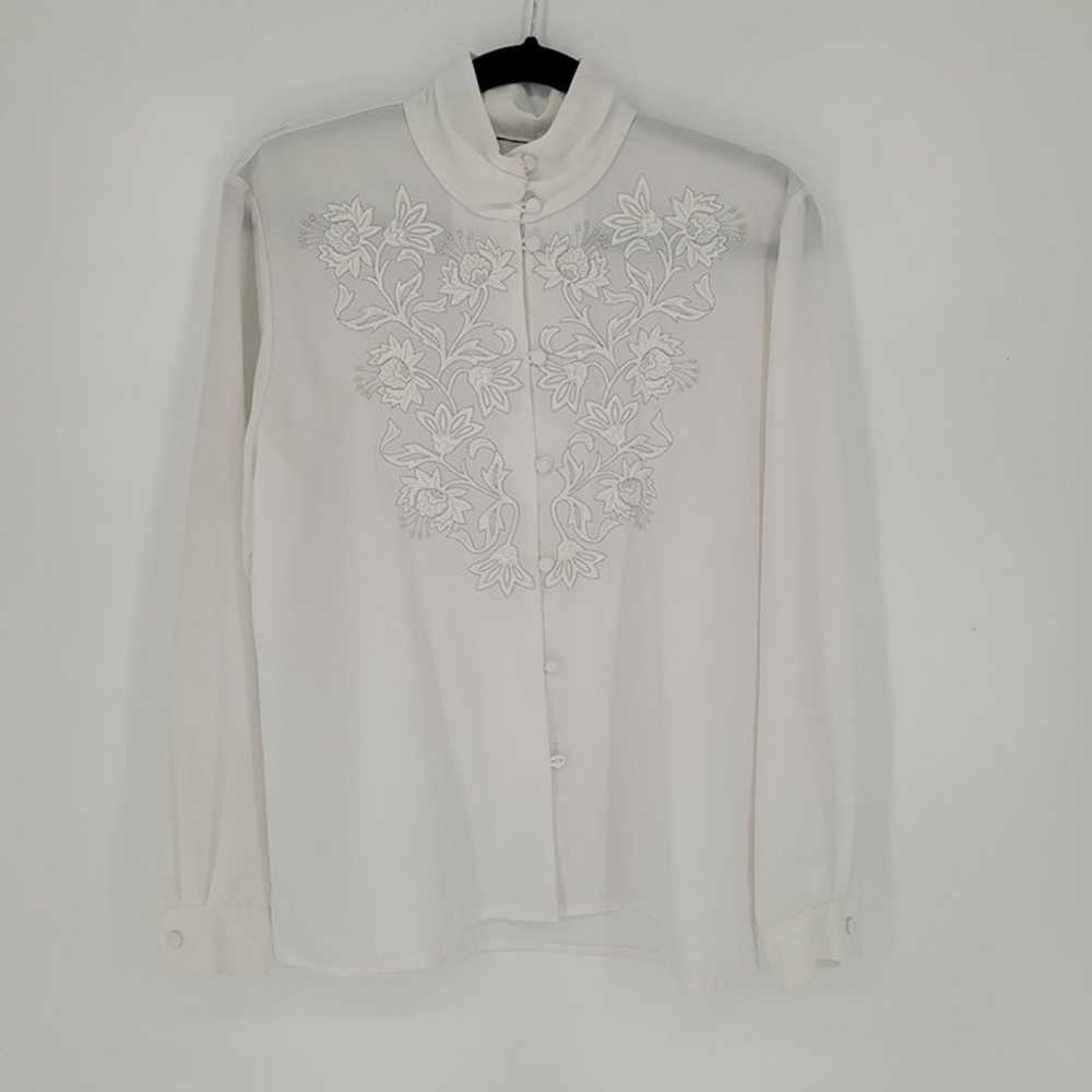 Laura Scott womens 10 Vintage white embroidered h… - image 9