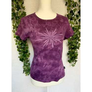 Vintage prAna 1990s Purple Tie Dye High Cut shirt… - image 1