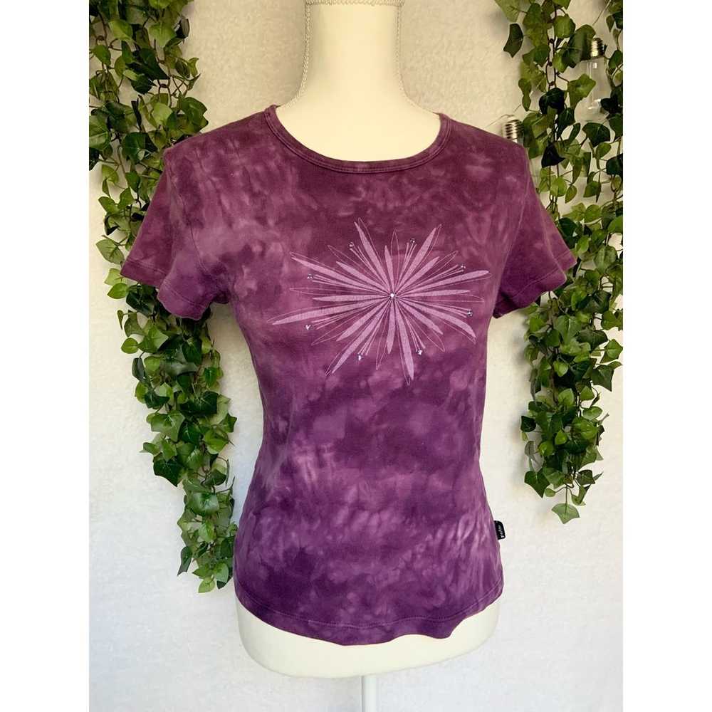 Vintage prAna 1990s Purple Tie Dye High Cut shirt… - image 2