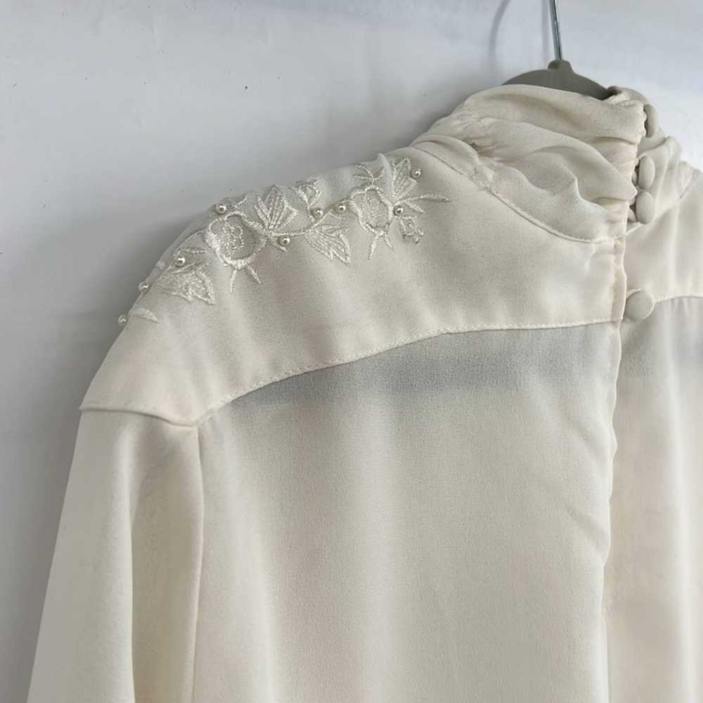 Vintage 80s white frilly blouse romantic vampire … - image 10