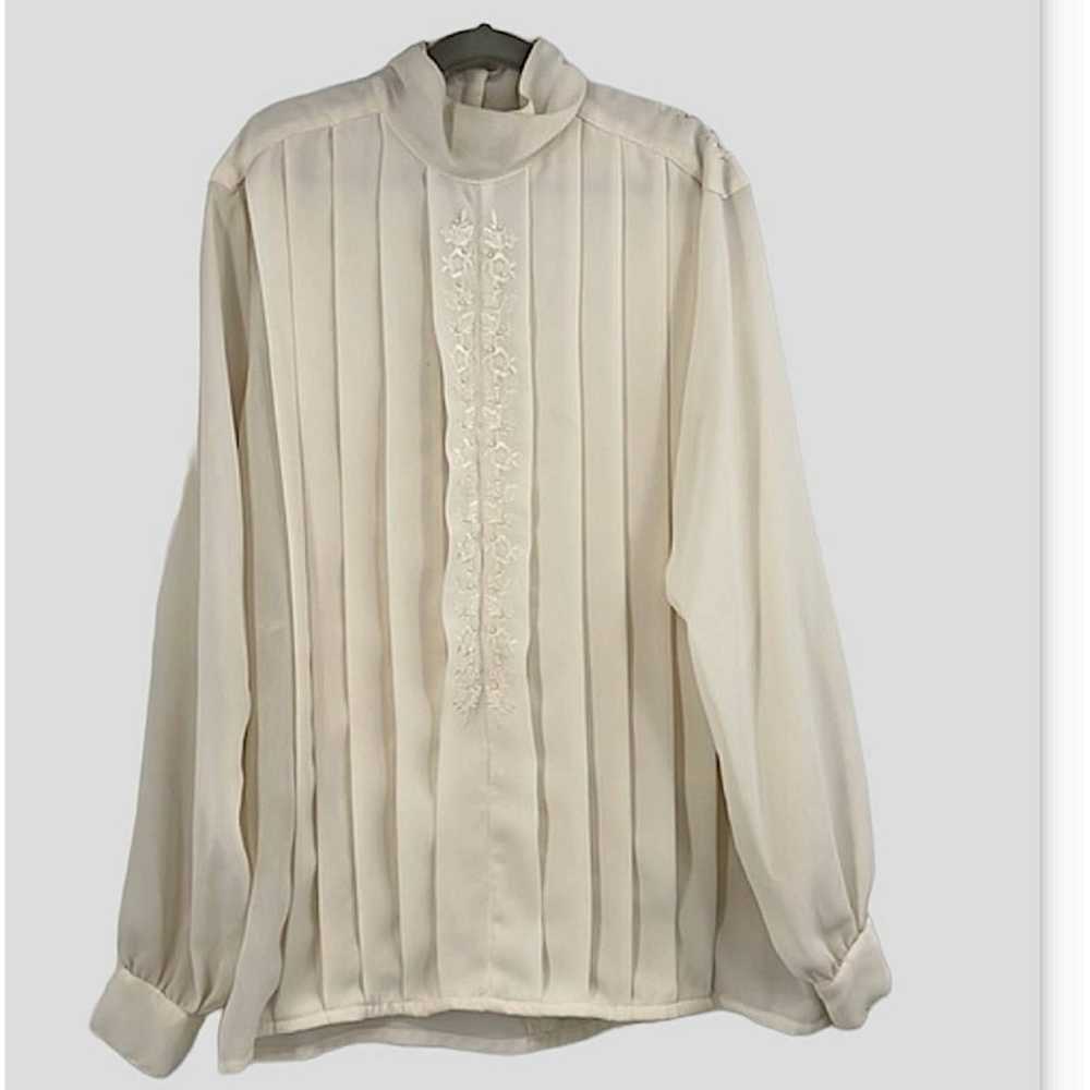 Vintage 80s white frilly blouse romantic vampire … - image 1